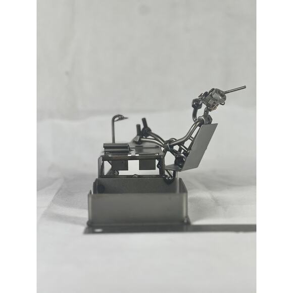 Hinz & Kunst Design Welded Metal Art Writing Desk Sculpture Nuts Bolts Work Book - Picture 7 of 15